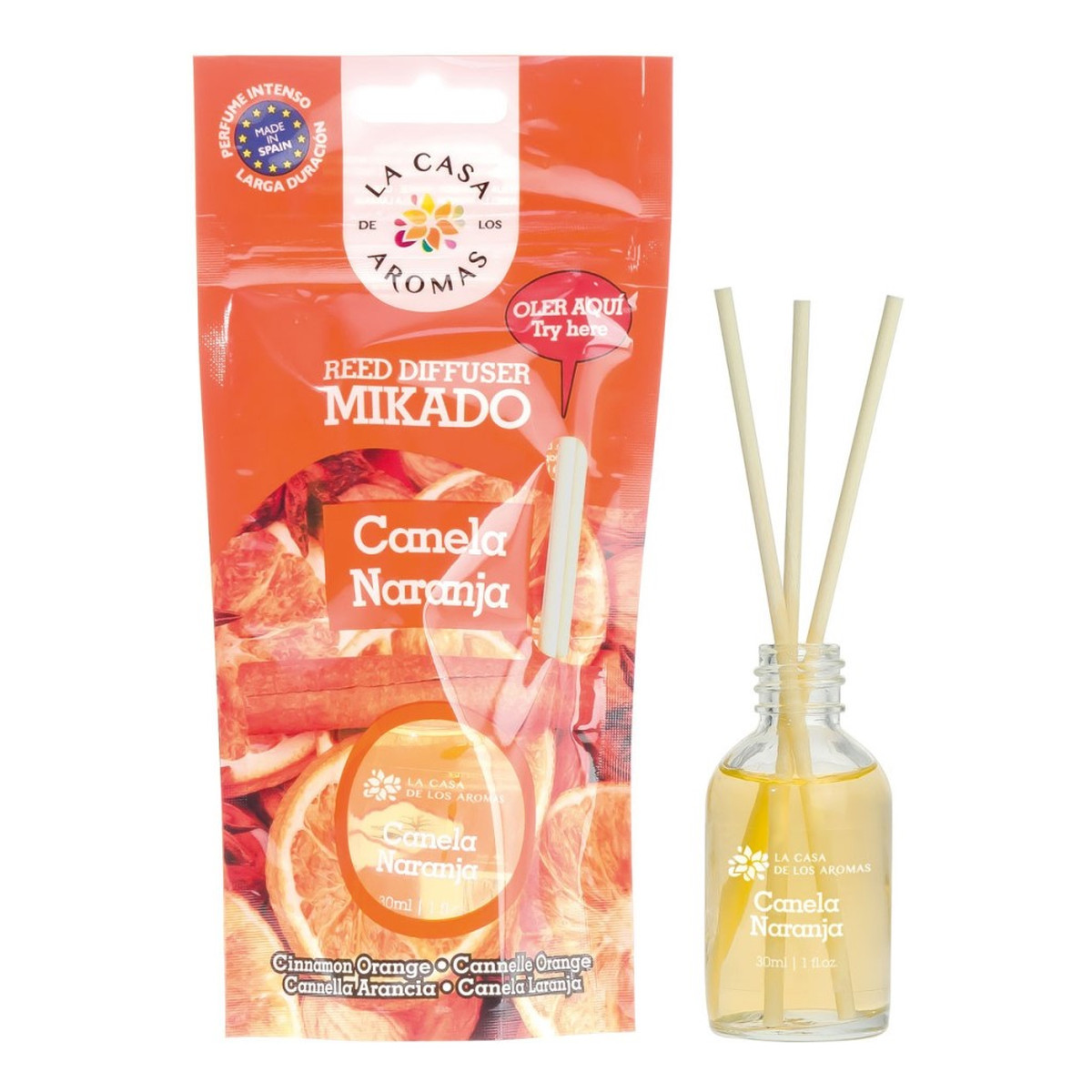 La Casa De Los Aromas Olejek aromatyczny z patyczkami Cynamon Pomarańcza 30ml