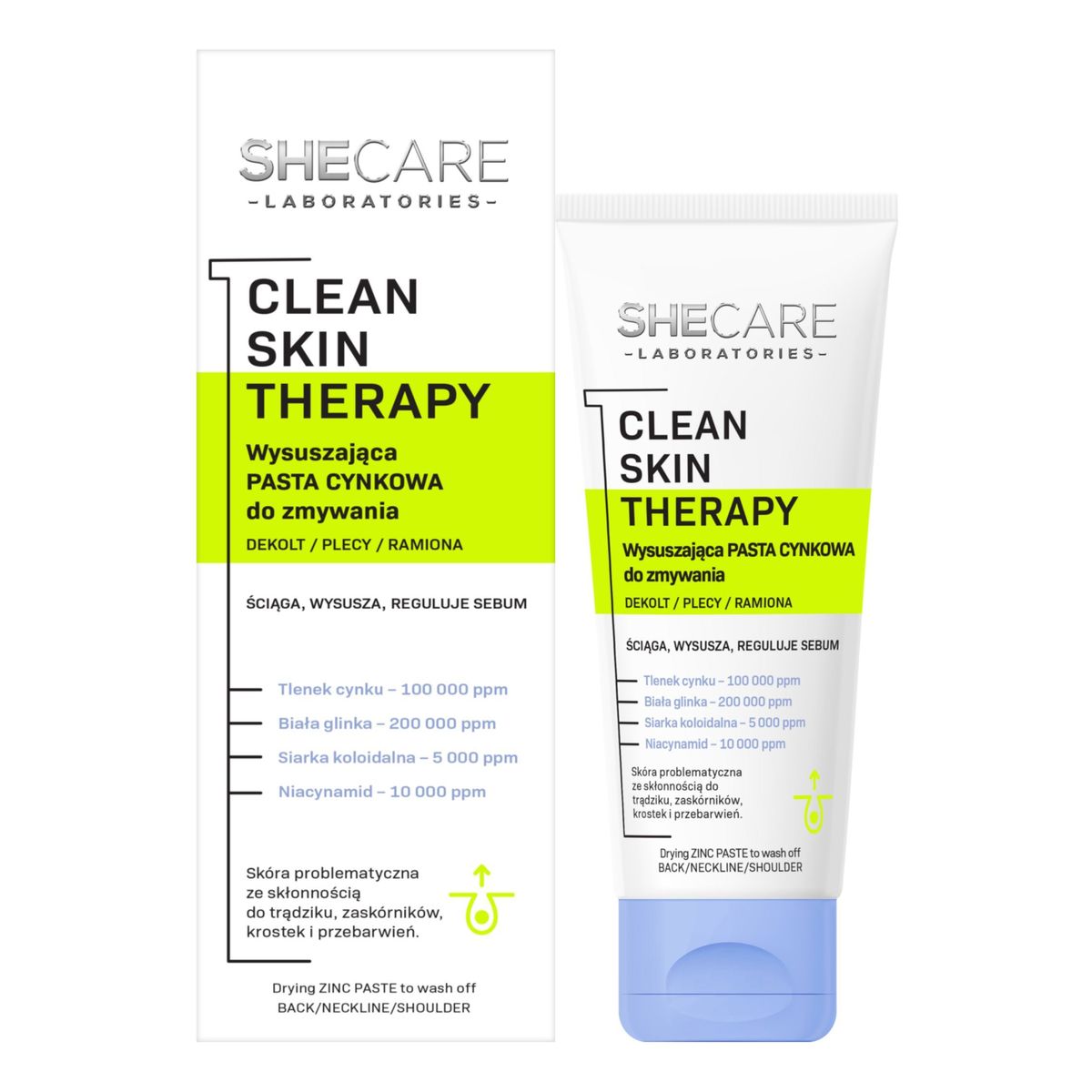 SheCare Clean Skin Theraphy Wysuszająca pasta cynkowa do zmywania 90g