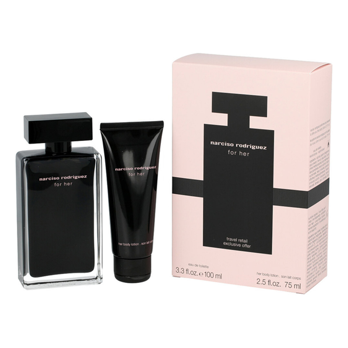 Narciso Rodriguez For Her Zestaw woda toaletowa spray 100ml + balsam do ciała 75ml