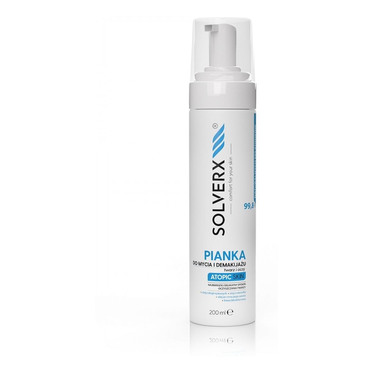 Solverx Atopic Skin Pianka do mycia i demakijażu twarzy i oczu 200ml