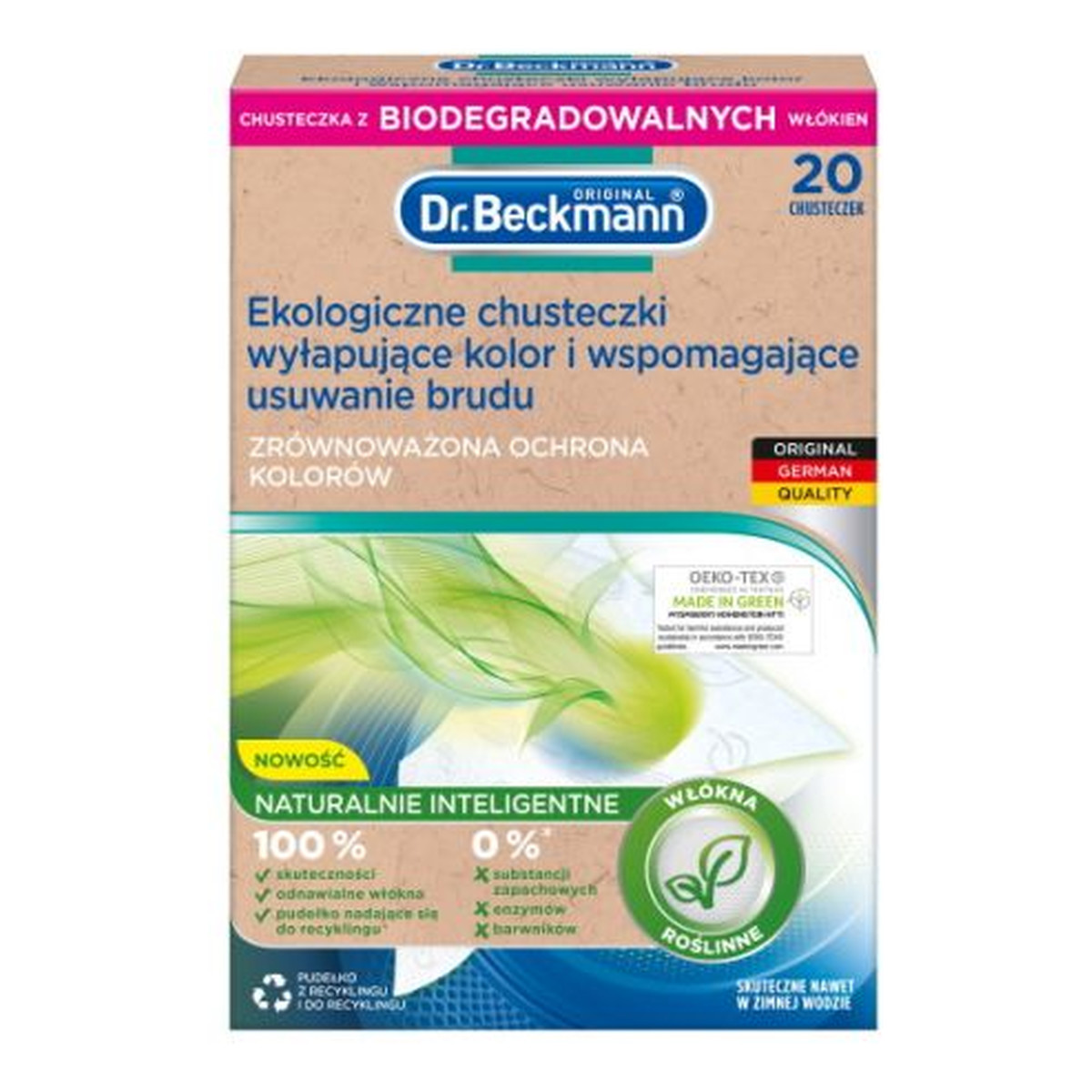 Dr Beckmann Ekologiczne chusteczki wyłapujące kolor i wspomagające usuwanie brudu 20 szt.