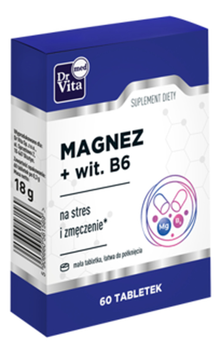 Magnez + witamina b6 suplement diety na stres i zmęczenie 60 tabletek