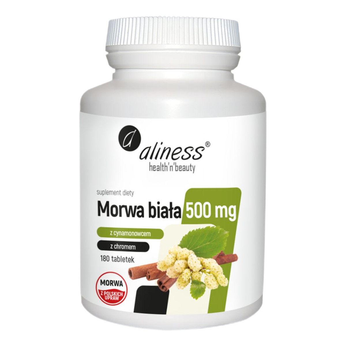 Aliness Morwa biała 4:1 z cynamonowcem i chromem 500 mg suplement diety 180 tabletek