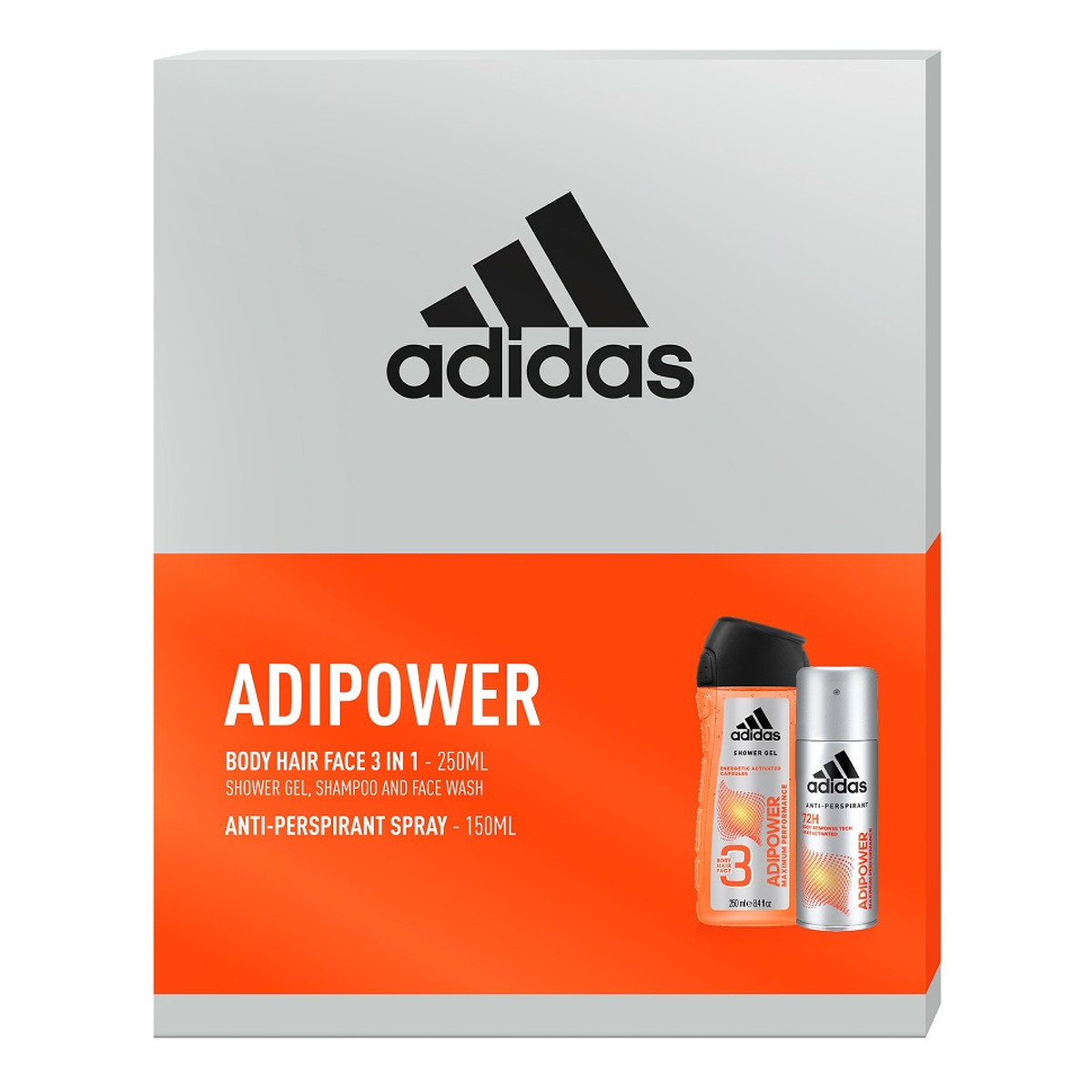 Adidas AdiPower Men Zestaw żel pod prysznic 250ml + antyperspirant spray 150ml