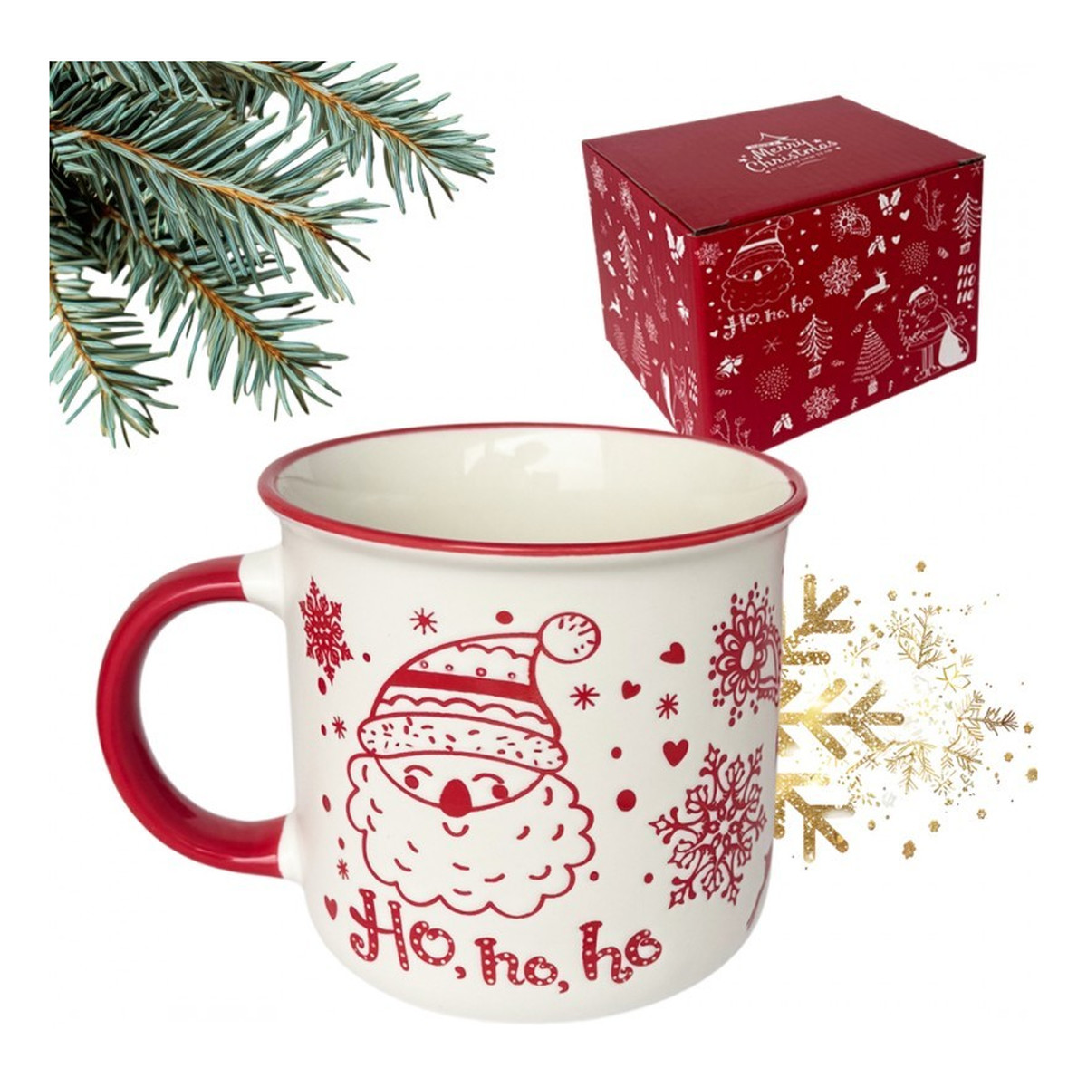 Ecarla Kubek ceramiczny świąteczny Boże Narodzenie + Pudełko na Prezent 350ml