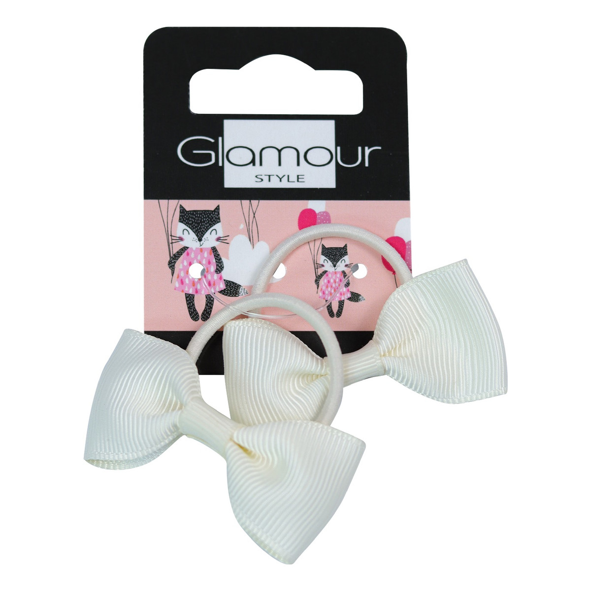 Glamour Kids gumki do włosów Kremowe kokardki 2szt.