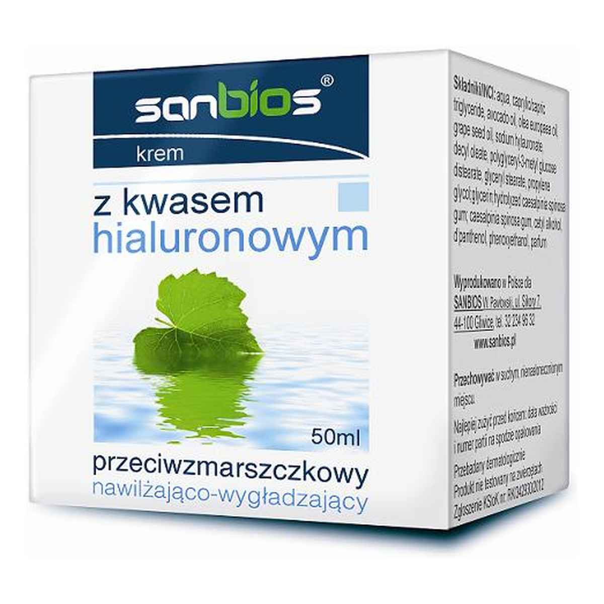 Sanbios Krem z kwasem hialuronowym przeciwzmarszczkowy nawilżająco-wygładzający 50ml