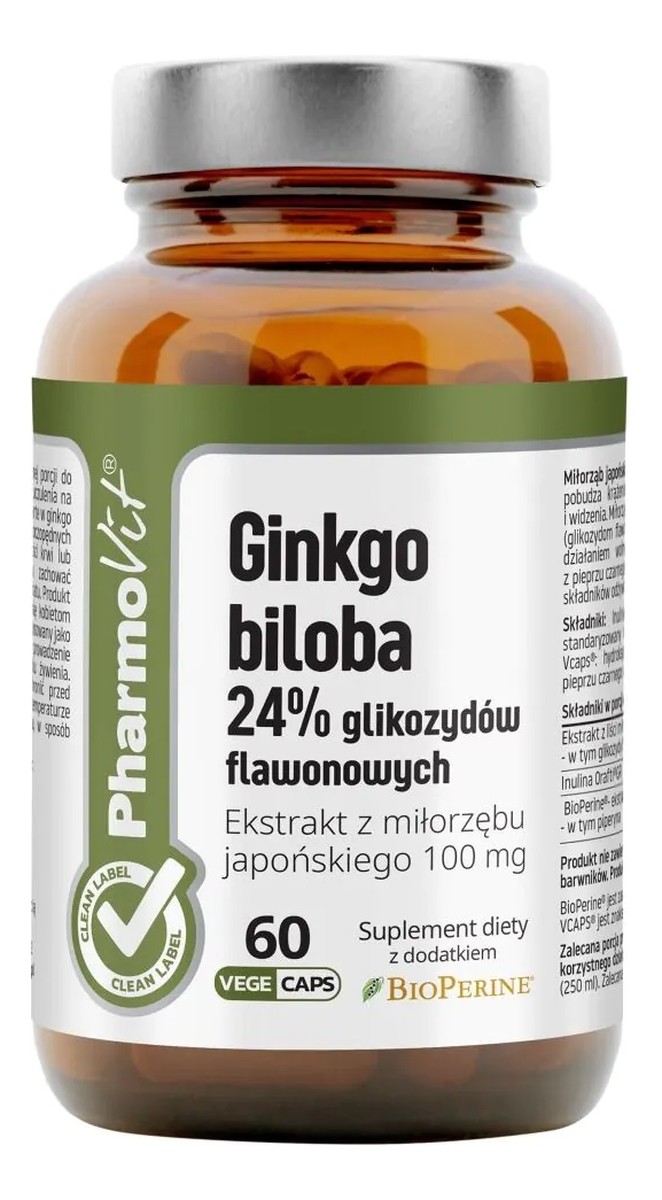 Ginkgo Biloba 24% Glikozydów suplement diety 60 kapsułek