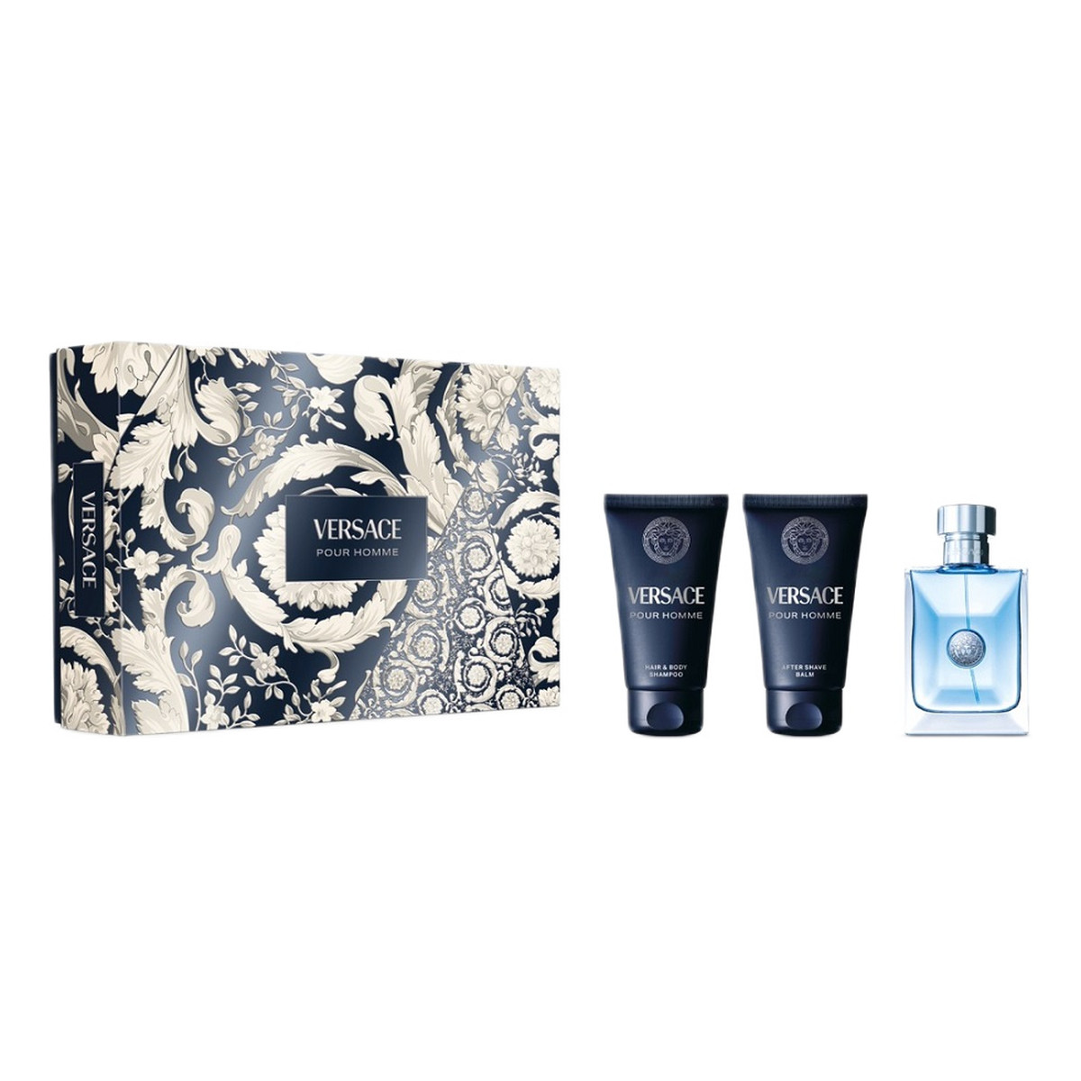 Versace Pour Homme zestaw woda toaletowa spray 50ml + żel pod prysznic 50ml + balsam po goleniu 50ml