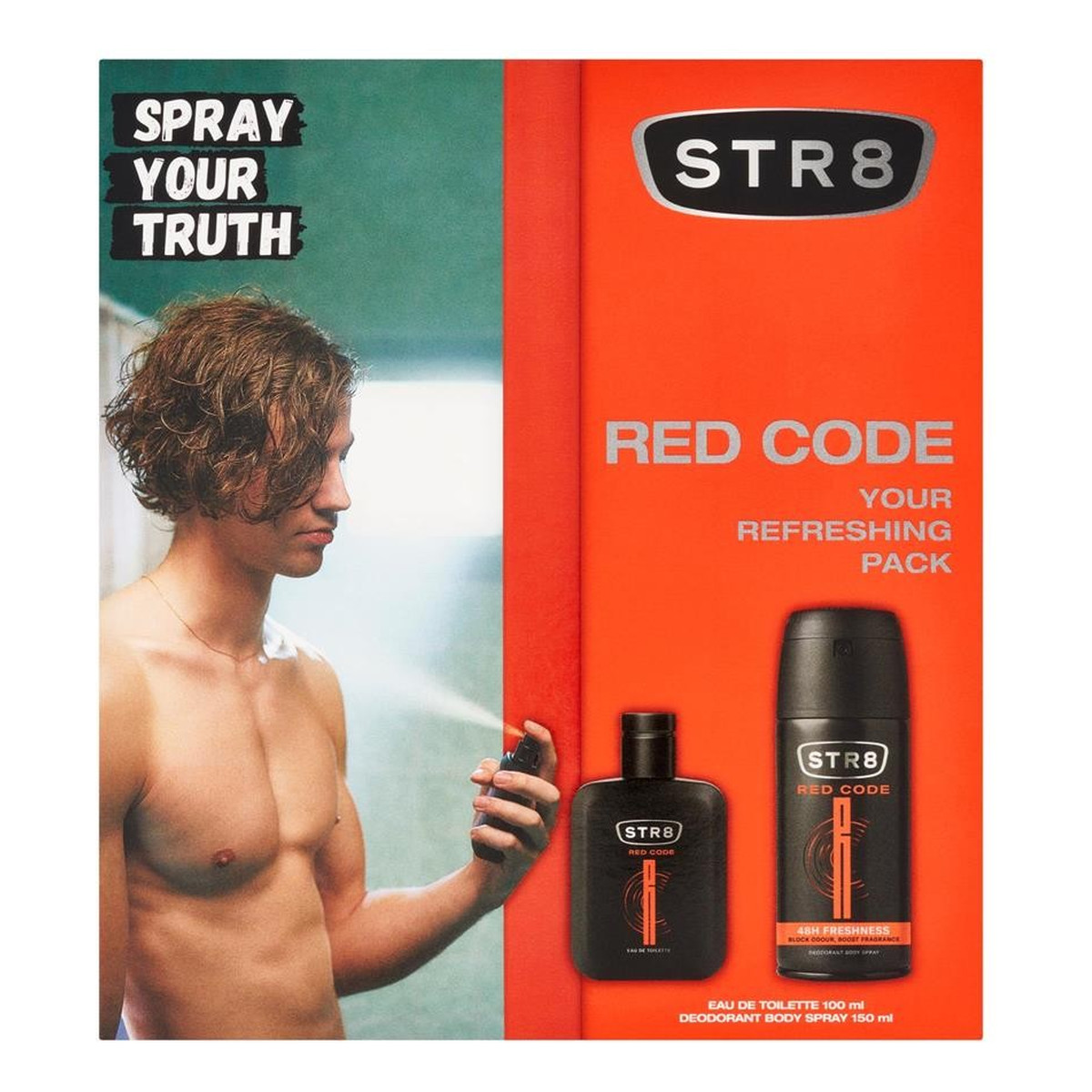 STR8 Zestaw prezentowy dla mężczyzn red code (woda toaletowa 100 ml + dezodorant w sprayu 150 ml)