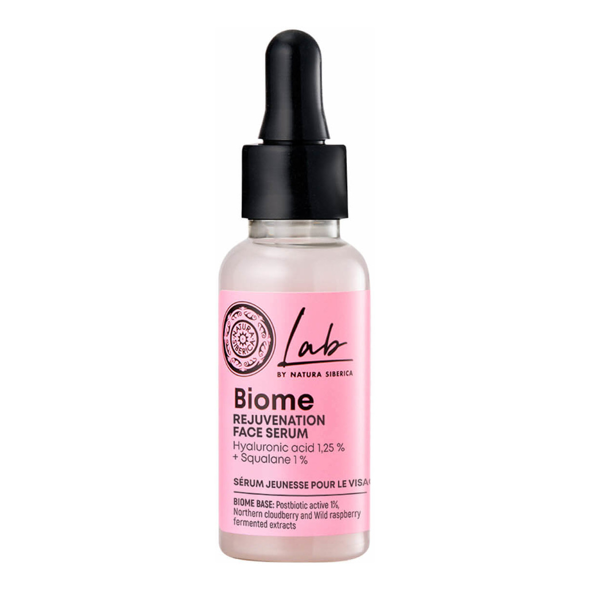 Natura Siberica Lab Biome Odmładzające serum do twarzy z kwasem hialuronowym 1,25% i skwalanem 1% 30ml