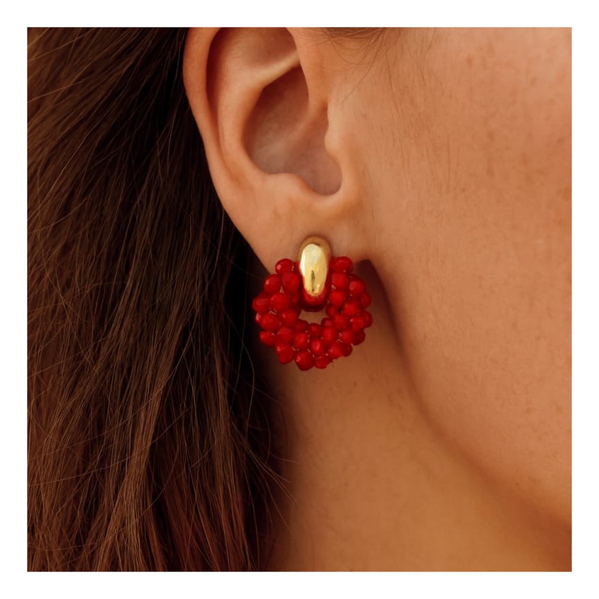 Ecarla Kolczyki przy uchu ozdobne wianiuszki z koralikami K1717