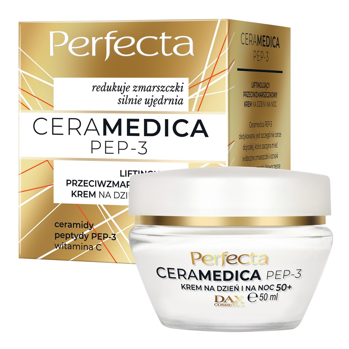 Perfecta Ceramedica Pep-3 liftingujący przeciwzmarszczkowy Krem na dzień i na noc 50+ 50ml
