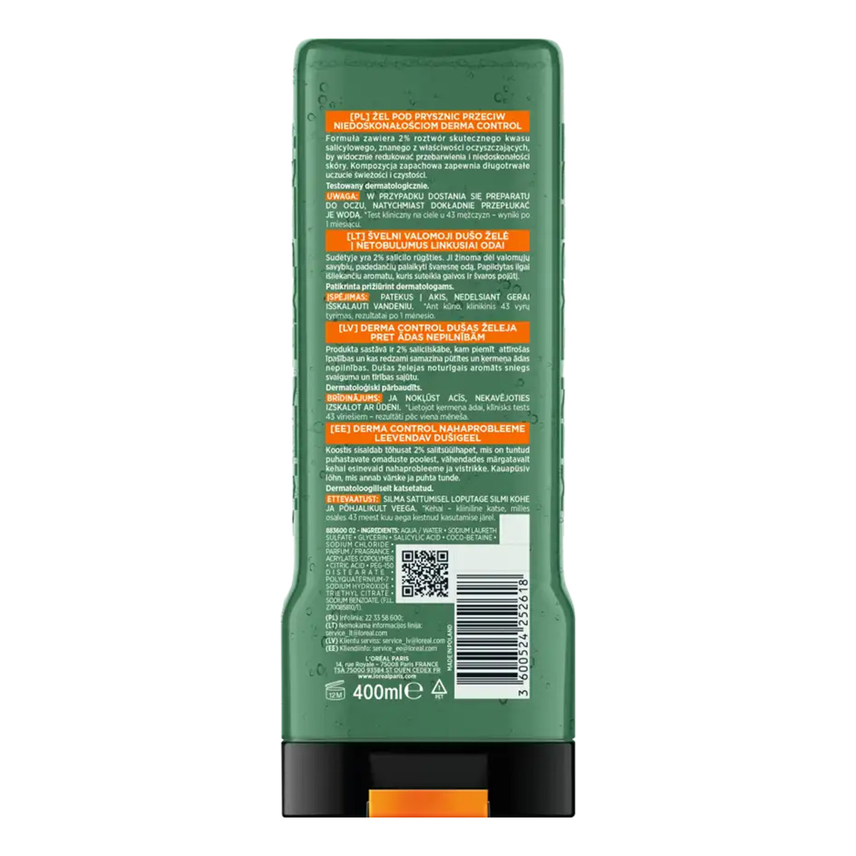 L'Oreal Paris Men Expert Derma Control żel pod prysznic przeciw niedoskonałościom 400ml