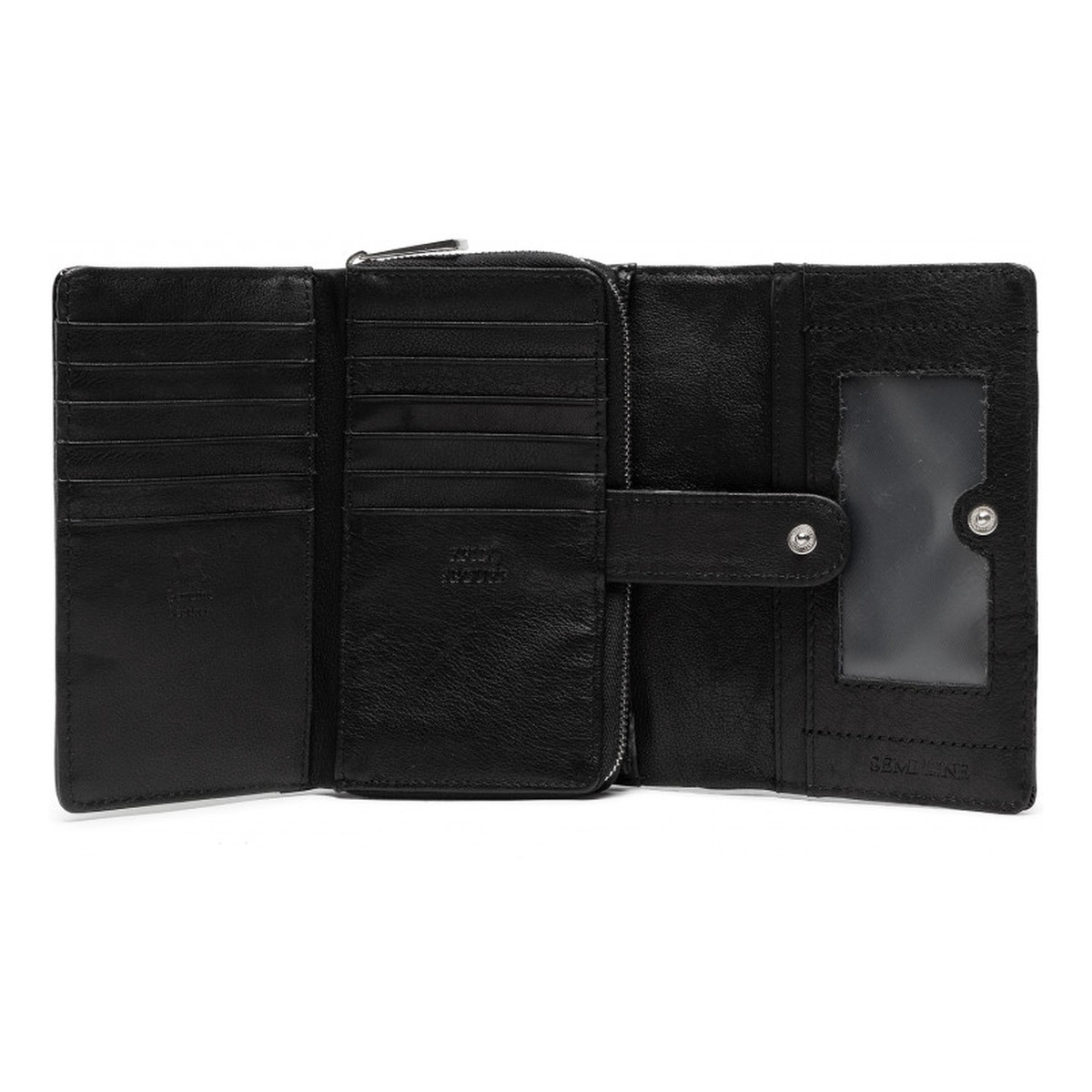 Semi Line Portfel damski skórzany Czarny P8229-0