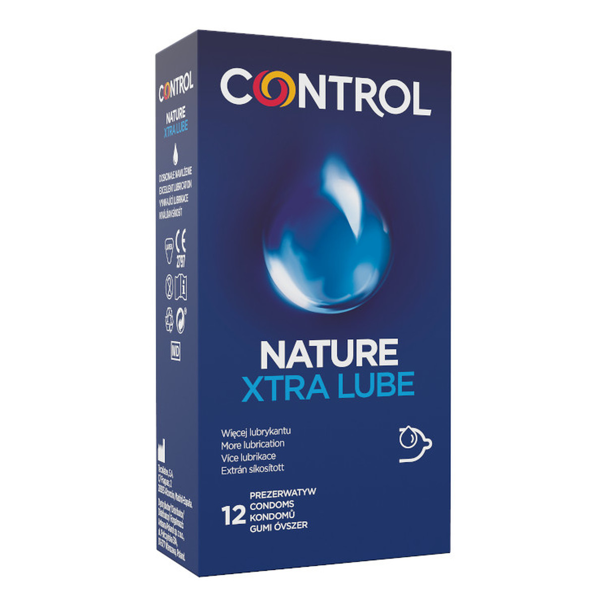 Control Nature xtra lube dodatkowo nawilżane ergonomiczne prezerwatywy z naturalnego lateksu 12szt.