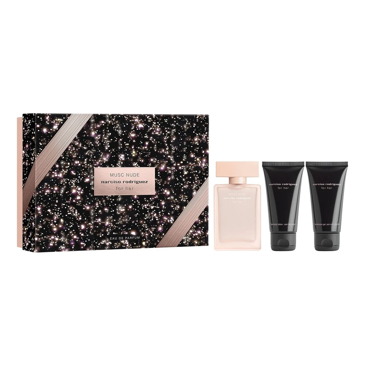 Narciso Rodriguez For Her Musc Nude Zestaw woda perfumowana spray 50ml + balsam do ciała 50ml + żel pod prysznic 50ml