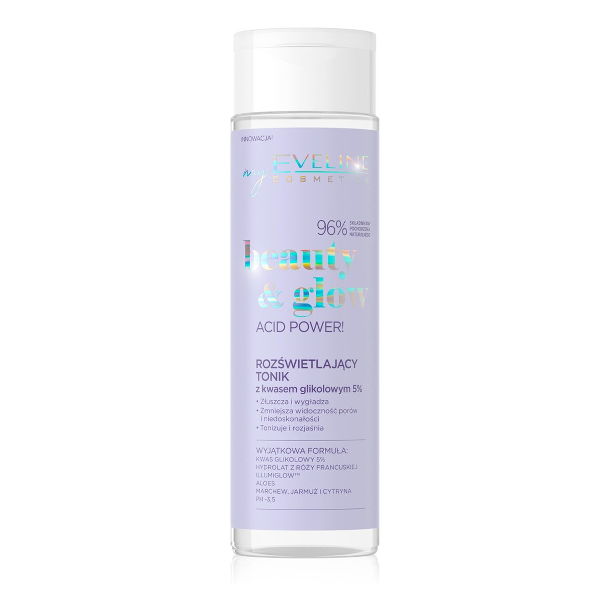 Eveline Beauty&Glow Rozświetlający tonik z kwasem glikolowym 5% 200ml