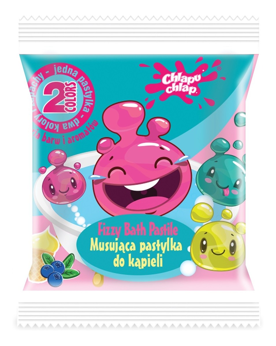 Dwukolorowa musująca pastylka do kąpieli-jagoda i lody waniliowe 1szt