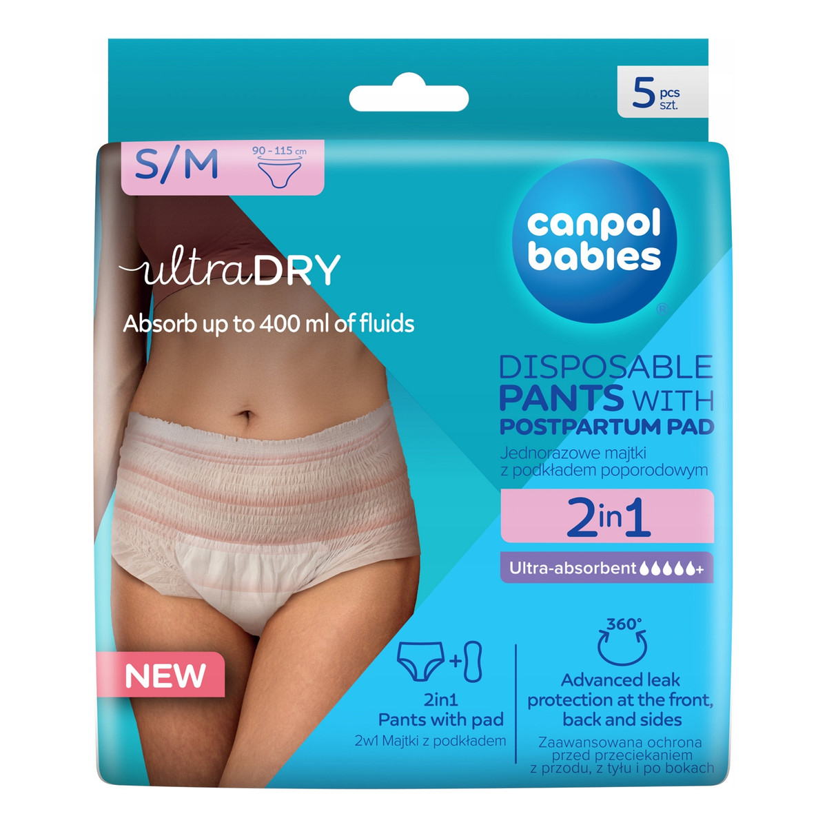 Canpol Babies Oddychające majtki poporodowe 2w1 z podkładem S/M