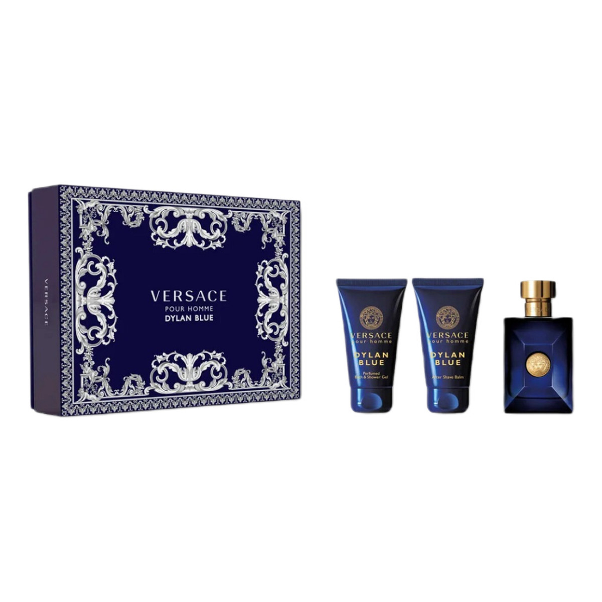 Versace Pour Homme Dylan Blue Zestaw woda toaletowa spray 50ml + żel pod prysznic 50ml + balsam po goleniu 50ml