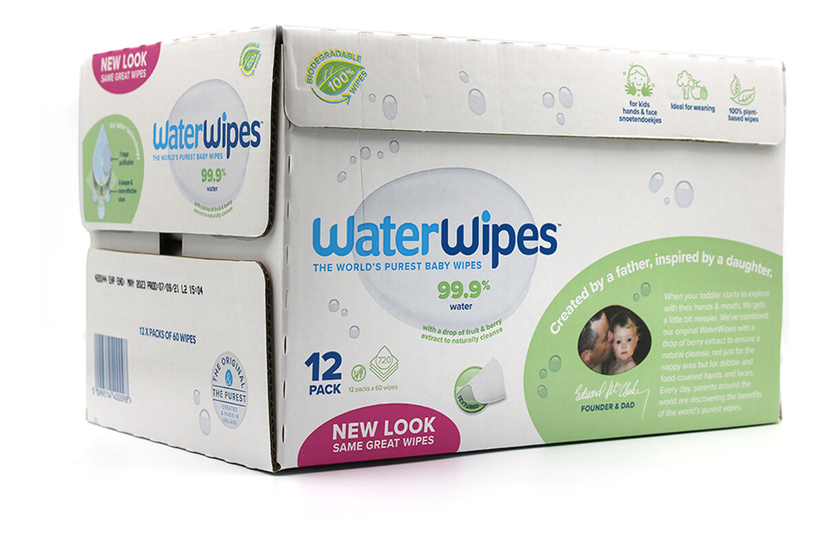 Chusteczki nawilżane dla dzieci Soapberr 99,9%wody i kropla ekstraktu owocowego+wyciągu z orzechów 60szt x12 (720szt)