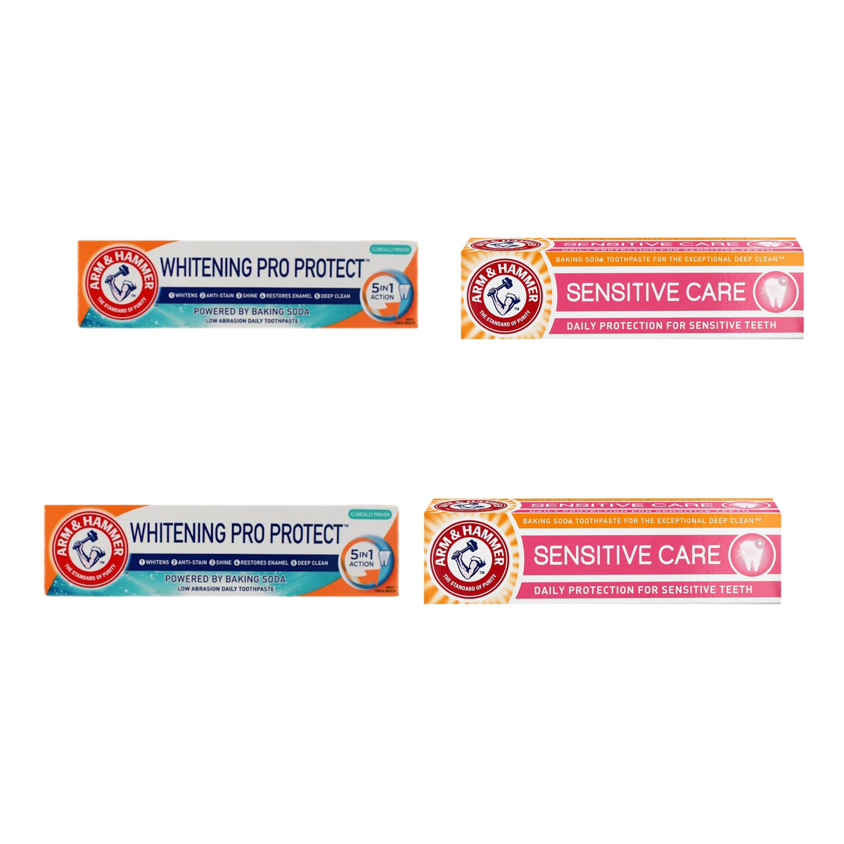 ARMS&HAMMER Sensitive Care Pasta do zębów sensitive 2x75ml + wybielająca 2x75ml