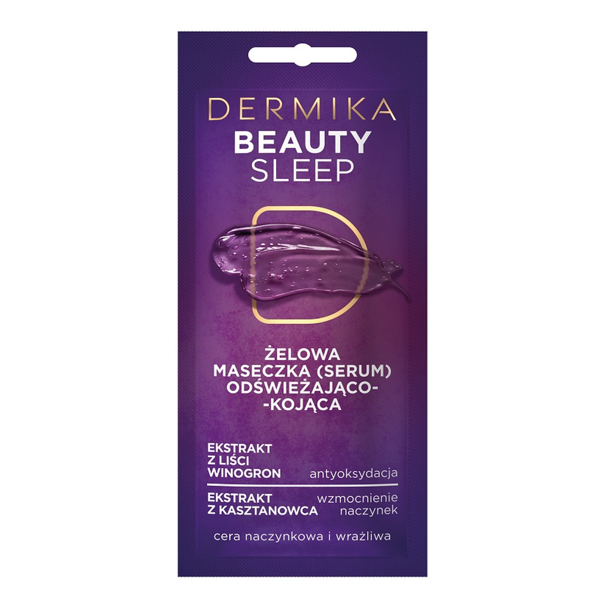 Dermika Maseczki Piękności Beauty Sleep żelowa maseczka odświeżająco-kojąca do cery naczynkowej i wrażliwej 10ml