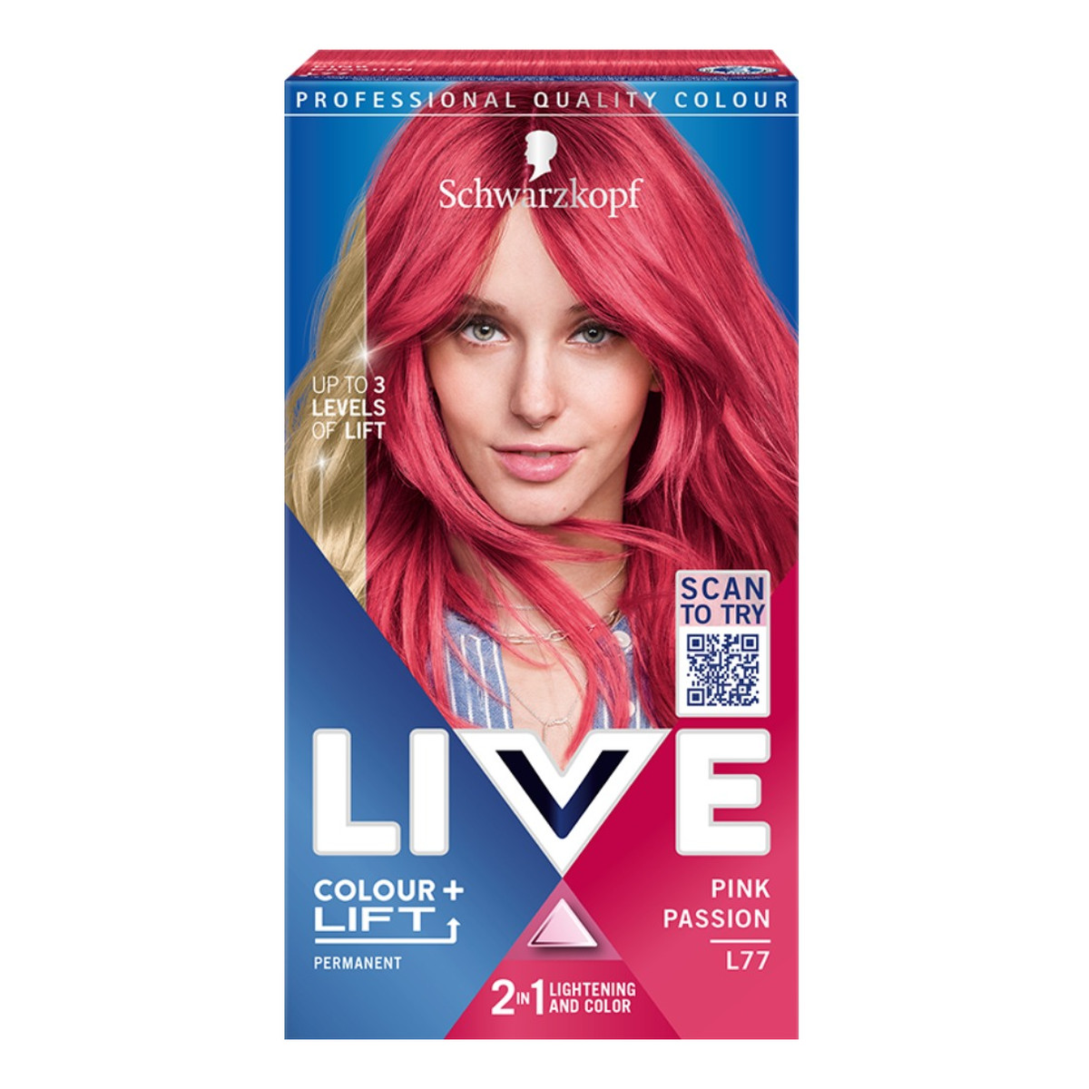 Schwarzkopf Live colour + lift rozjaśniająca i koloryzująca farba do włosów l77 pink passion