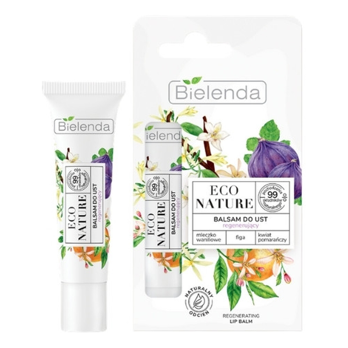Bielenda ECO NATURE Balsam do ust regenerujący mleczko waniliowe + figa + kwiat pomarańczy 10g