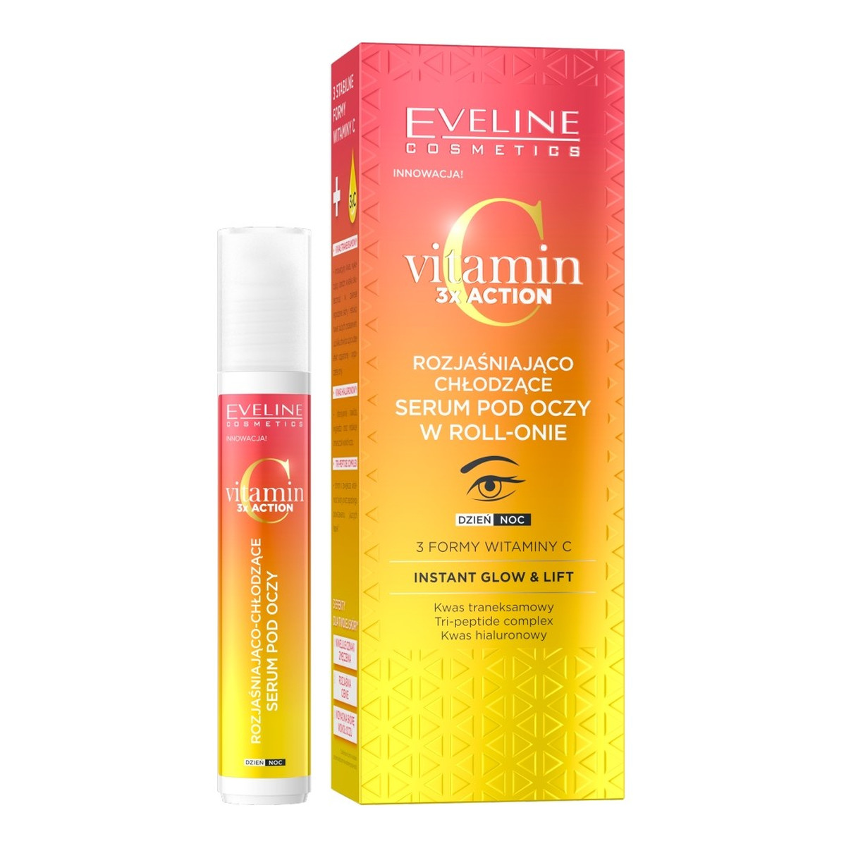 Eveline VITAMIN C 3X ACTION Rozjaśniająco-chłodzące serum pod oczy w roll-onie 15ml
