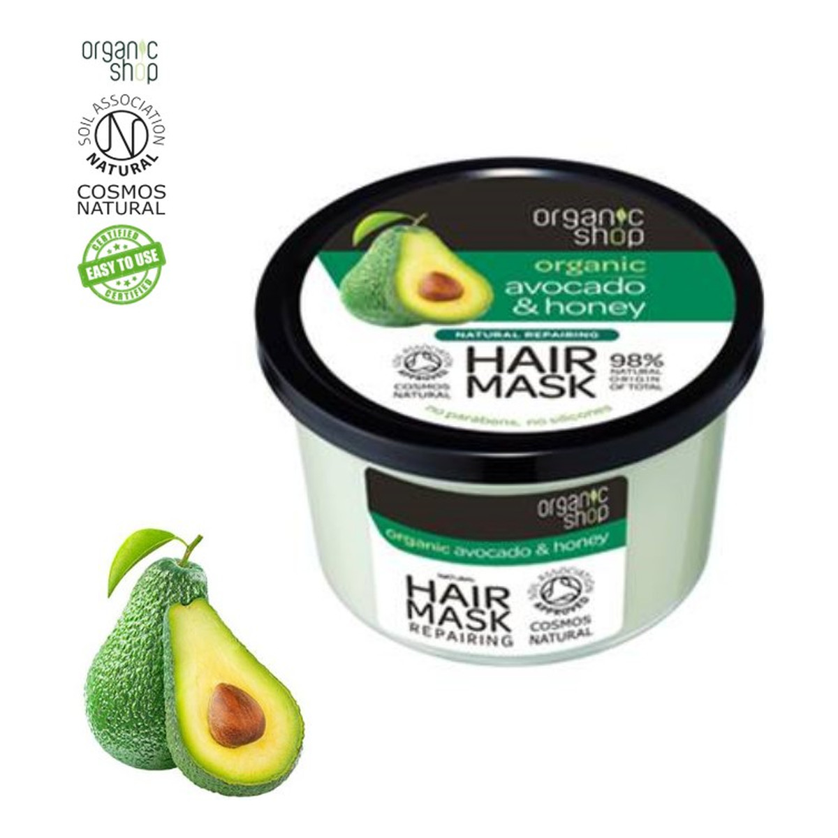 Organic Shop Odbudowująca maska do włosów Organic Avocado & Honey 250ml