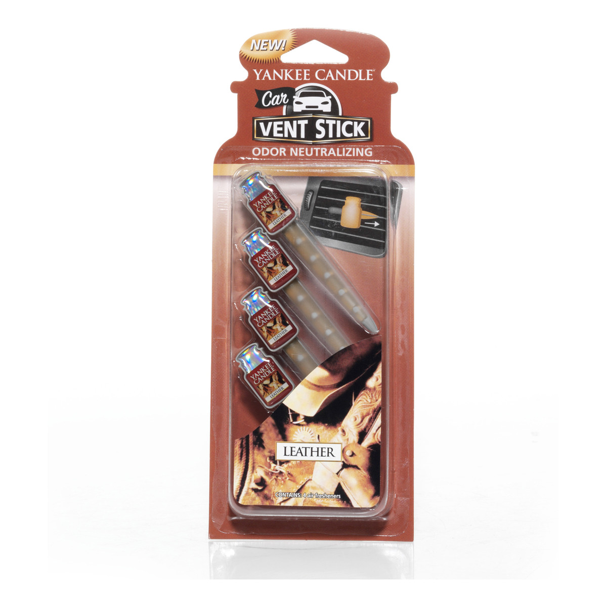 Yankee Candle Car Vent Stick odświeżacz do samochodu Leather 4szt.