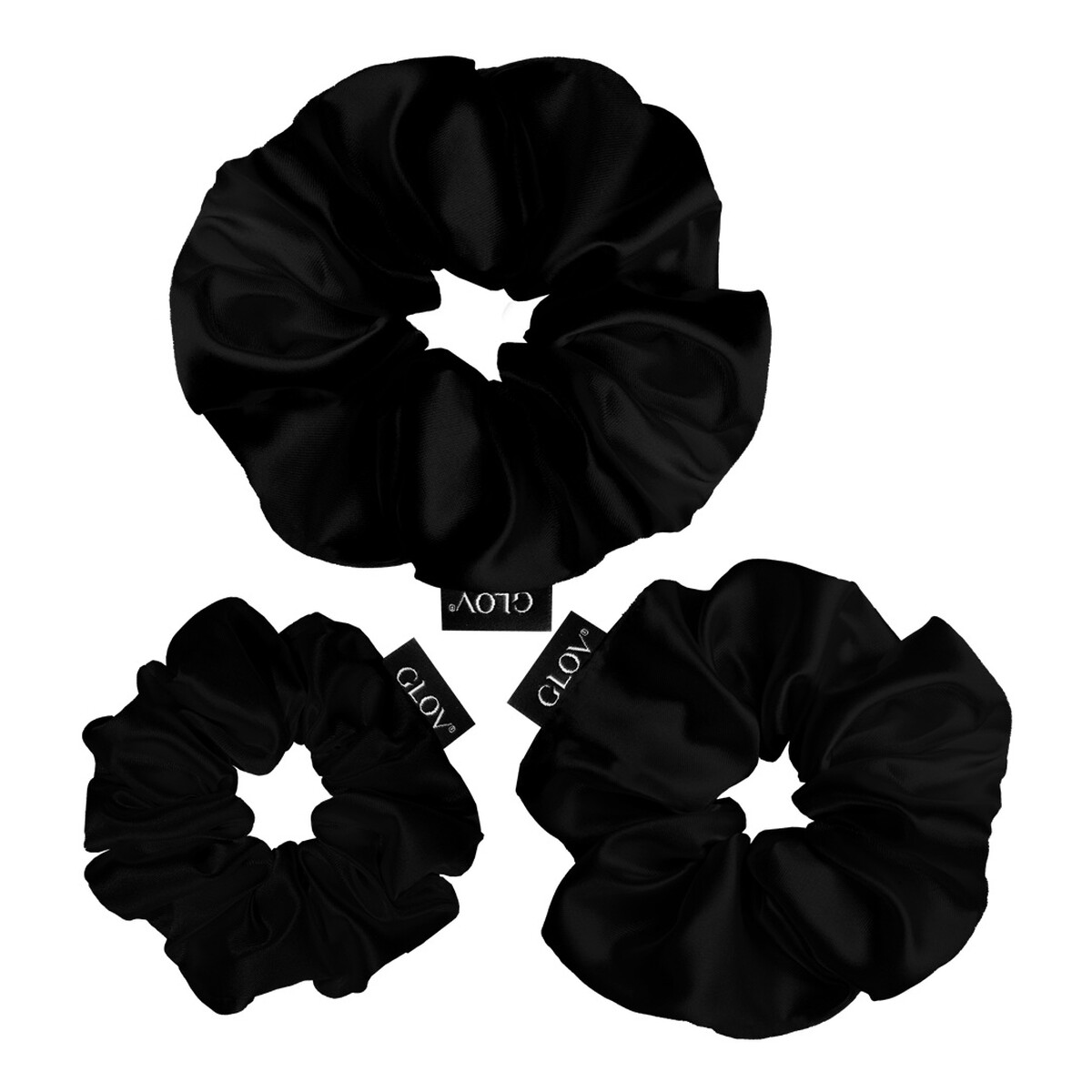 Glov Satin scrunchies gumki do włosów s/m/l black 3szt