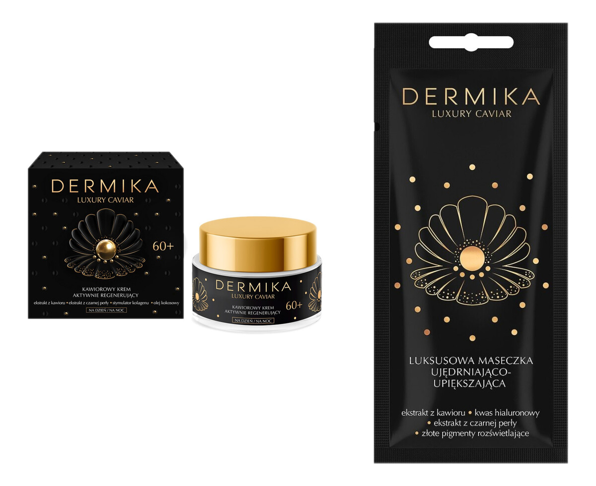 Kawiorowy krem aktywnie regenerujący na dzień i noc 60+ + Maseczka Ujędrniająco-piększająca