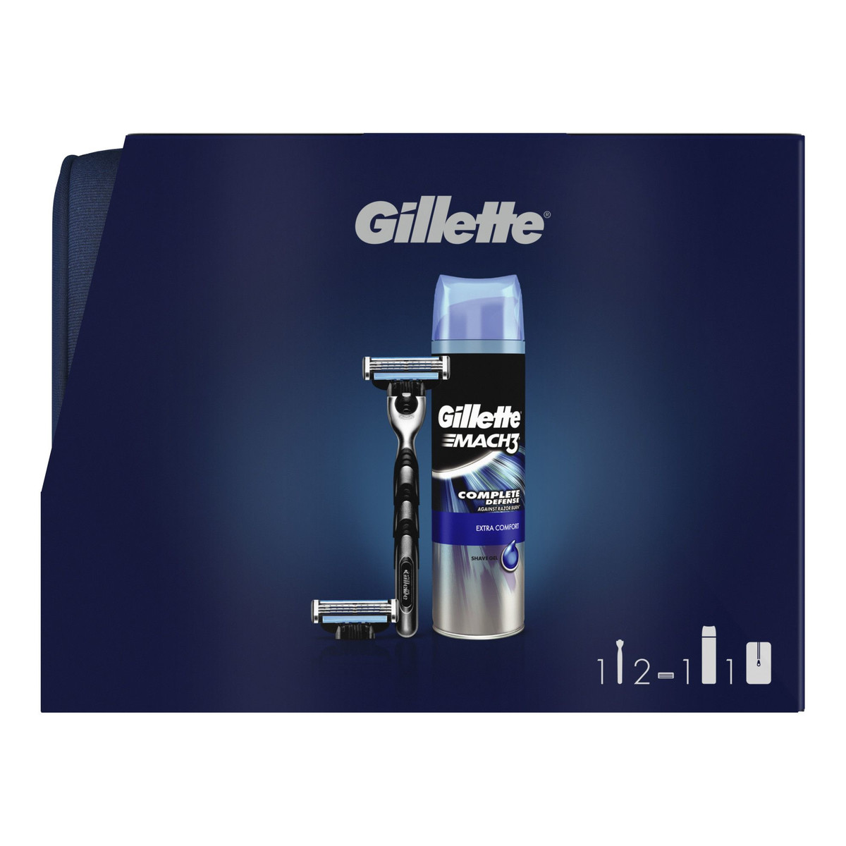 Gillette Mach3 Zestaw (Maszynka + ostrze + żel do golenia 200ml + kosmetyczka)