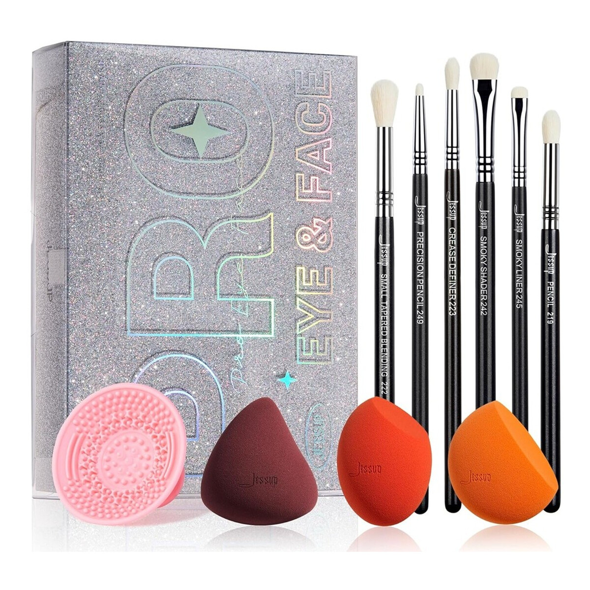 JESSUP Beauty Kit Zestaw pędzli i gąbeczek szkatułka t504 10szt