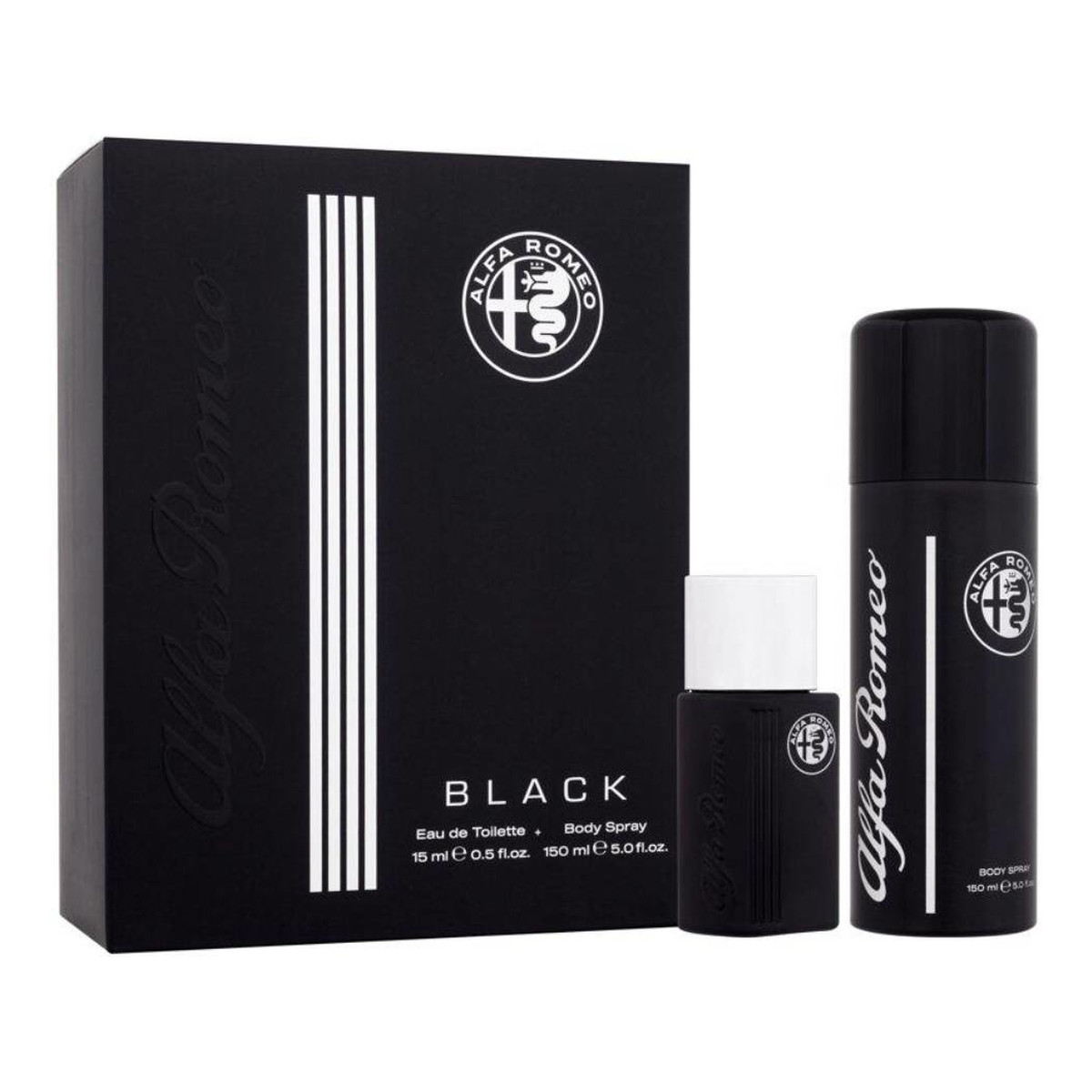 Alfa Romeo Black zestaw woda toaletowa spray 15ml + perfumowany spray do ciała 150ml