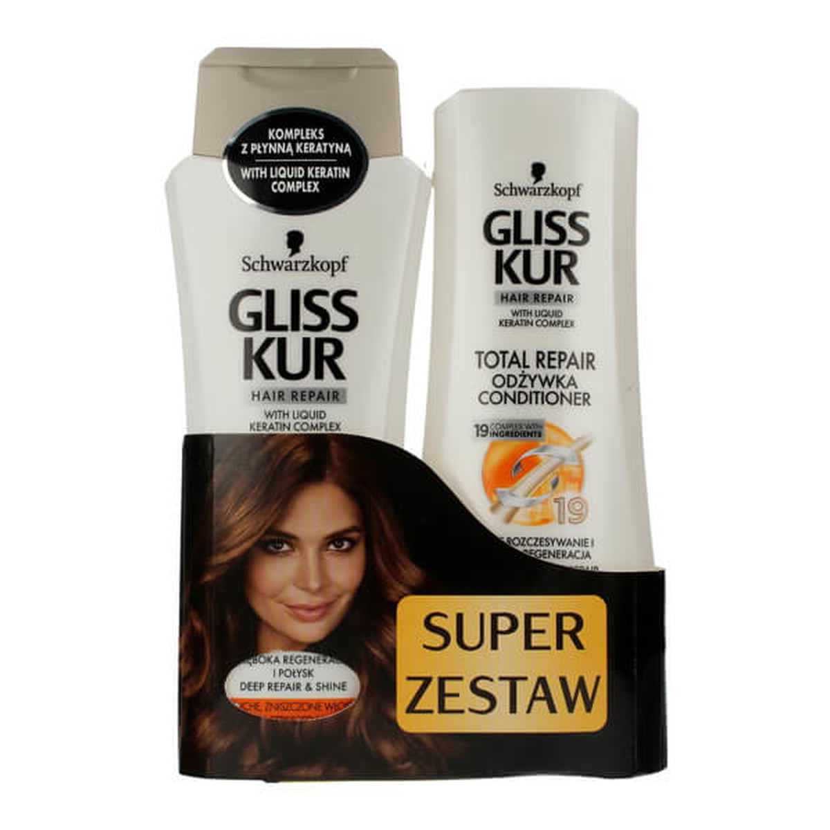 Gliss Total Repair zestaw do włosów suchych (szampon regenerujący 250ml+odżywka regenerująca 200ml)