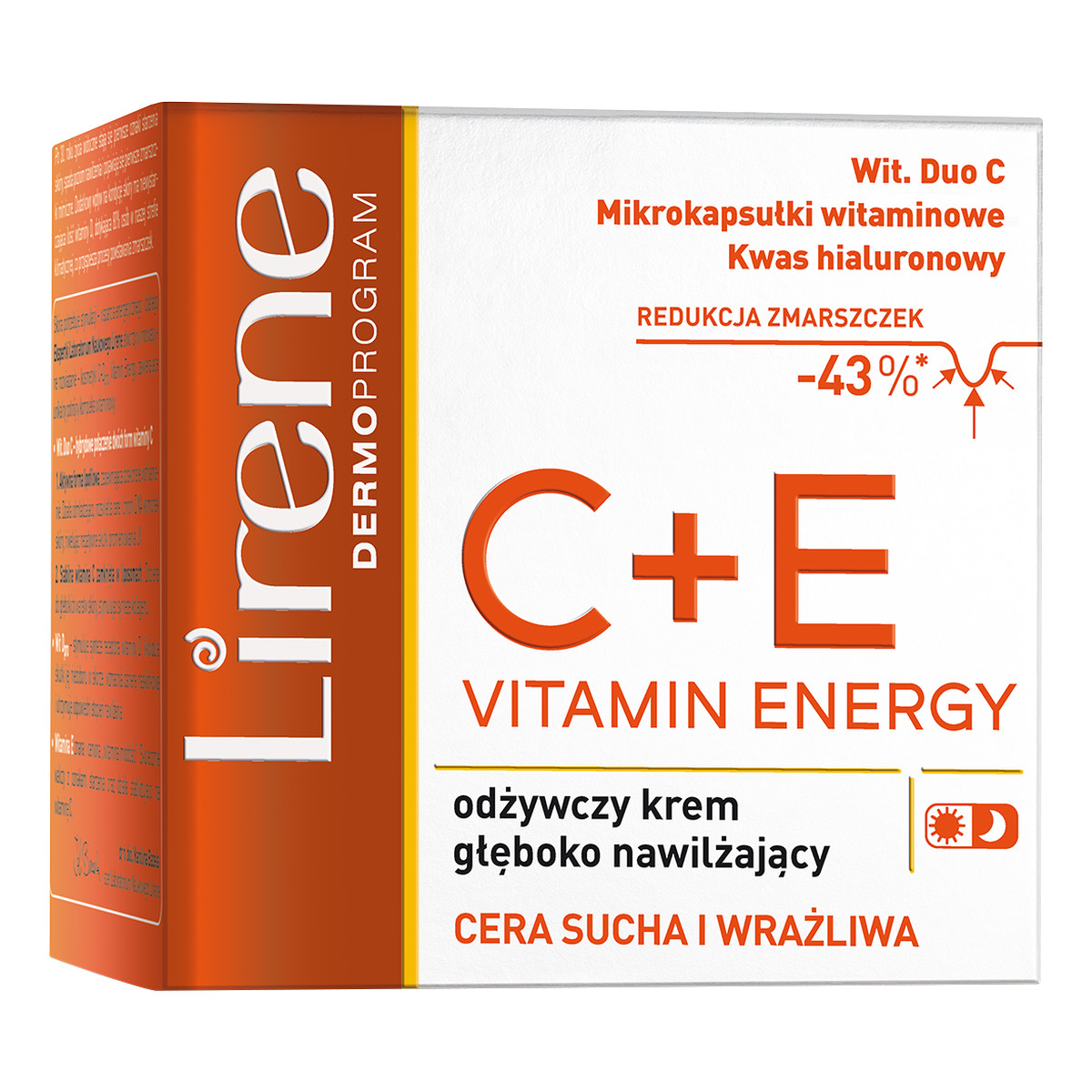 Lirene C+E VITAMIN ENERGY Odżywczy krem głęboko nawilżający na dzień i noc cera sucha i wrażliwa 50ml
