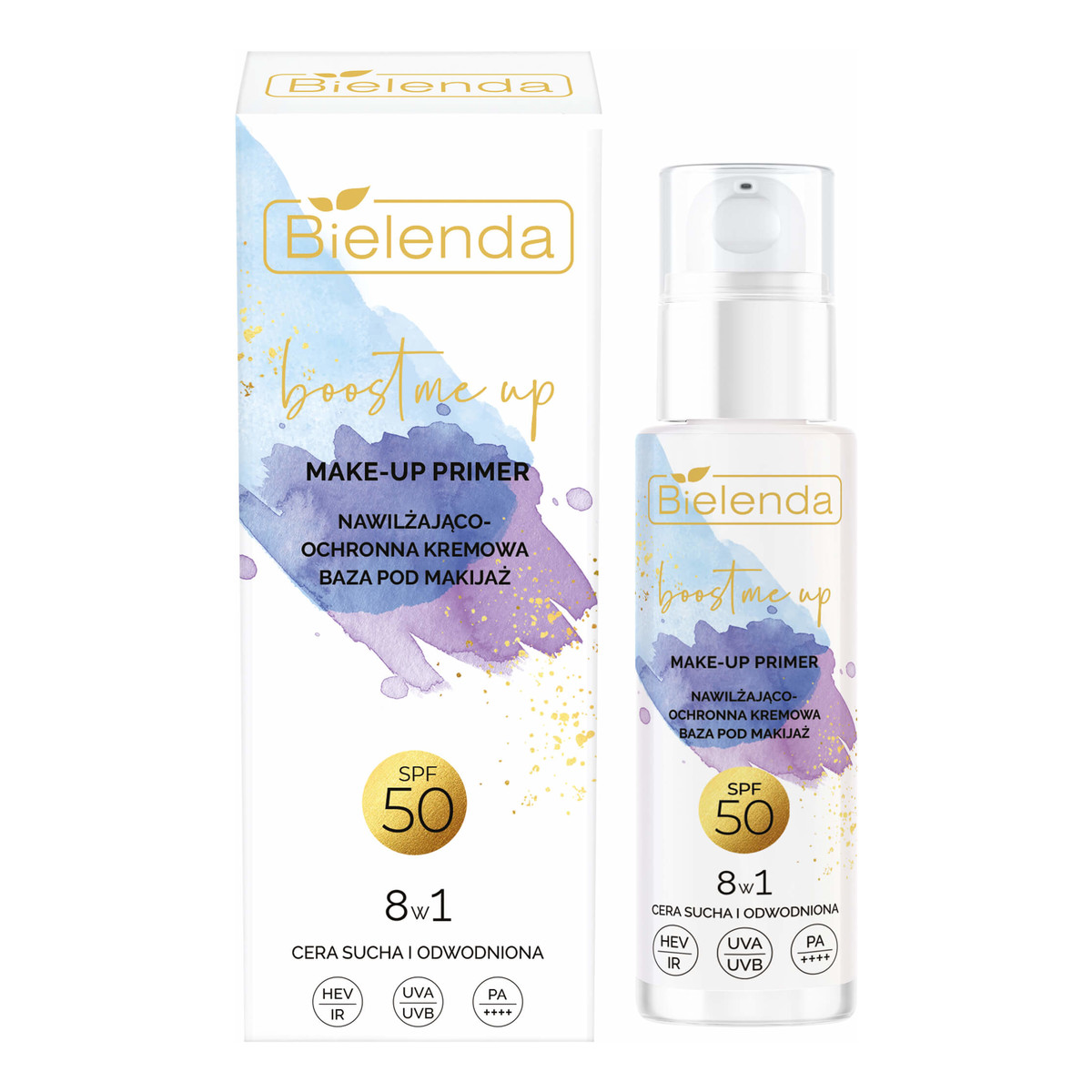 Bielenda Boost Me Up Make-up Primer Nawilżająco - Ochronna Kremowa Baza pod Makijaż 8w1 SPF50 30ml