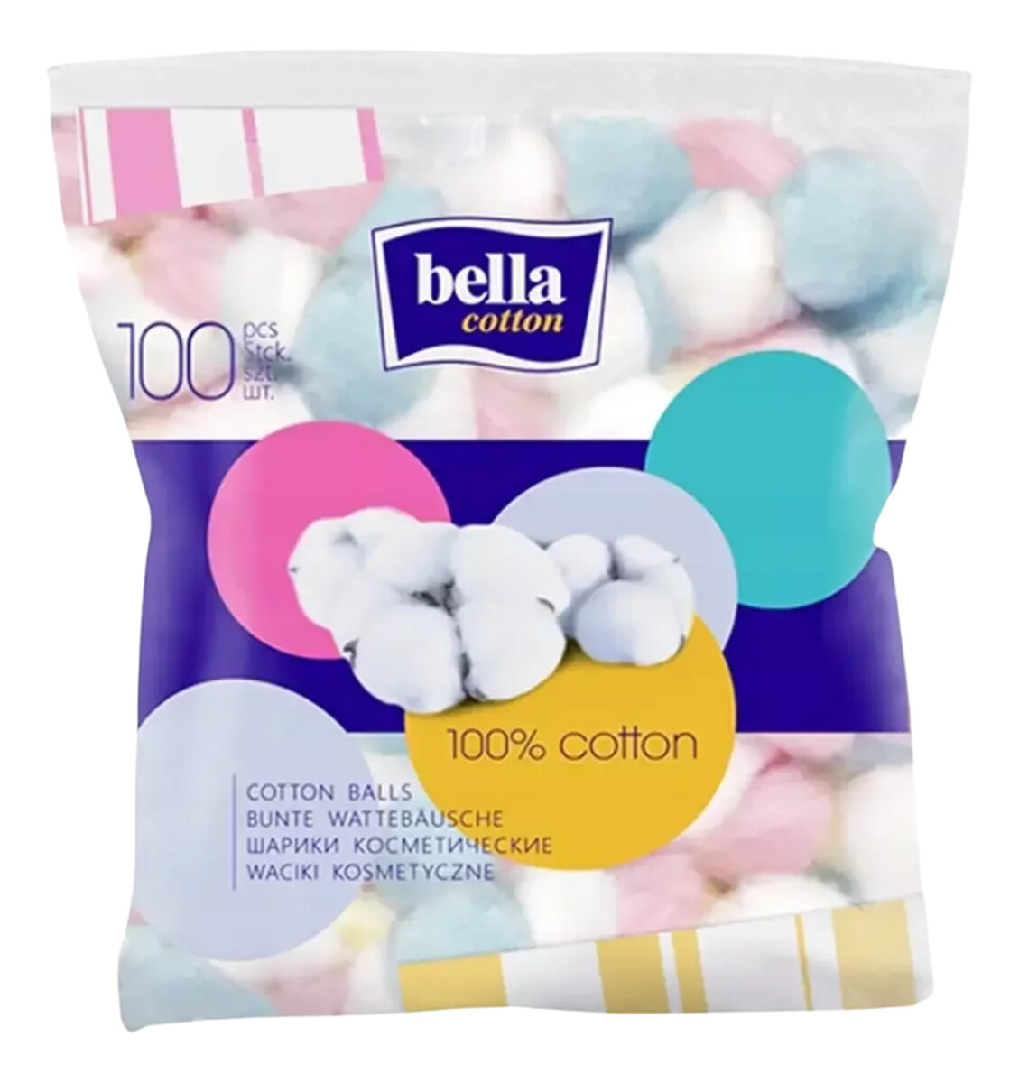 Waciki kosmetyczne kolorowe 100 szt