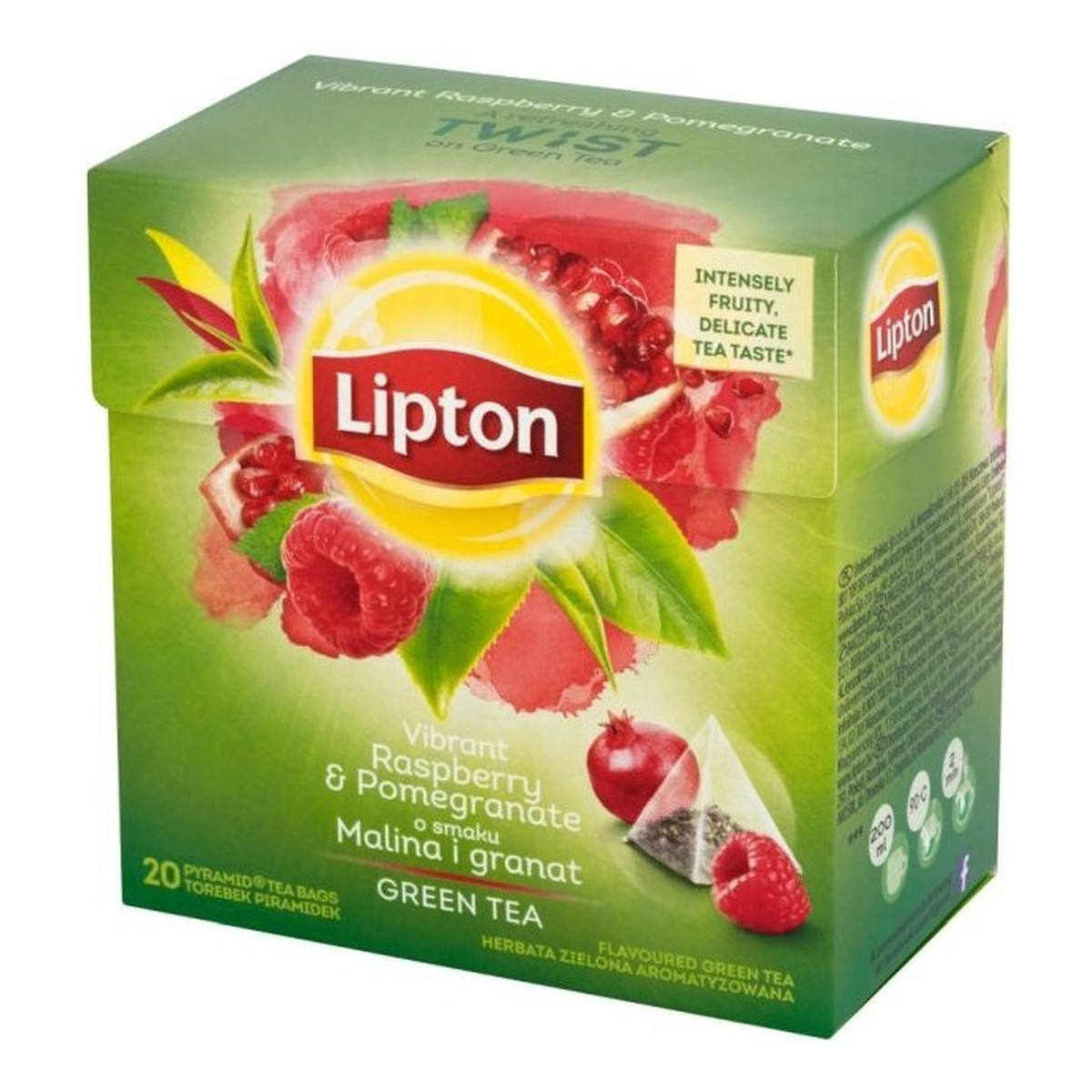 Lipton Green Tea herbata zielona Malina i Granat 20 torebek 28g