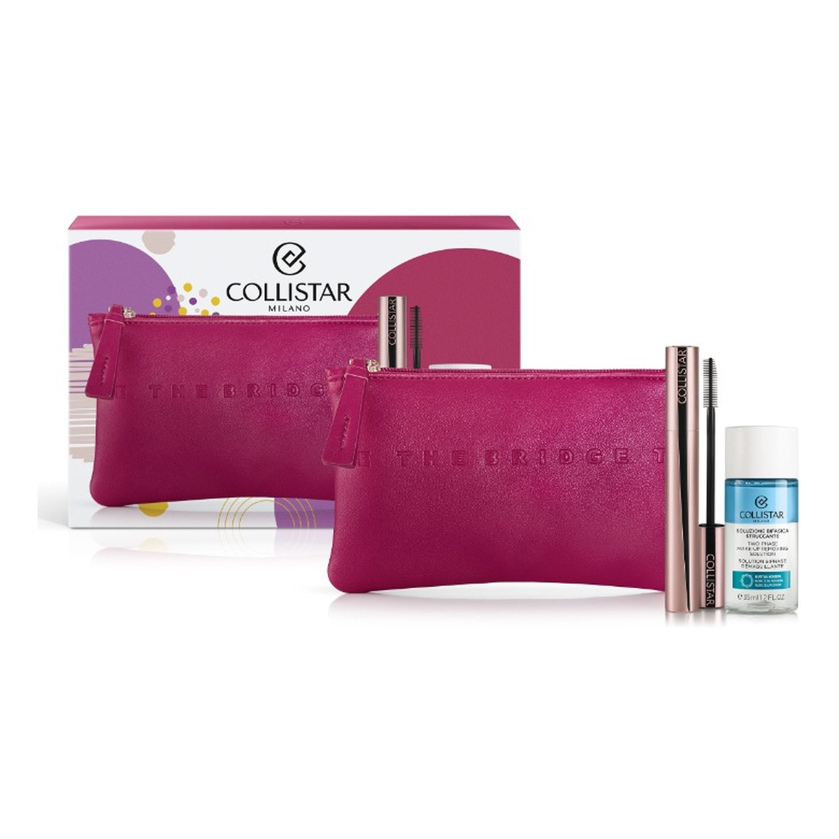 Collistar 'Xmas Zestaw infinito mascara tusz do rzęs 11ml + two-phase make up remover płyn do demakijażu 35ml + kosmetyczka