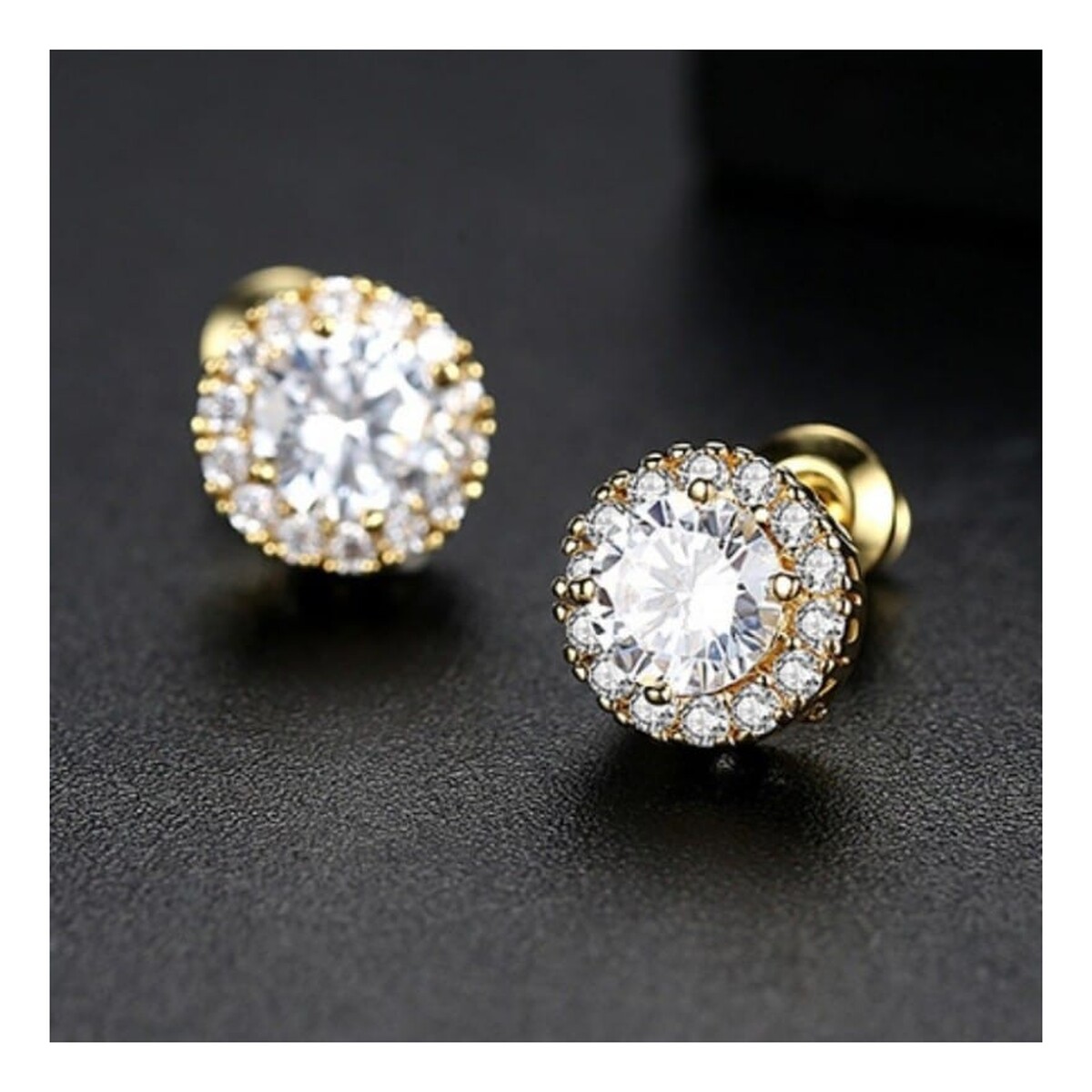 Ecarla Kolczyki ze stali szlachetnej pozłacane 14k złotem, z cyrkoniami Kst2859