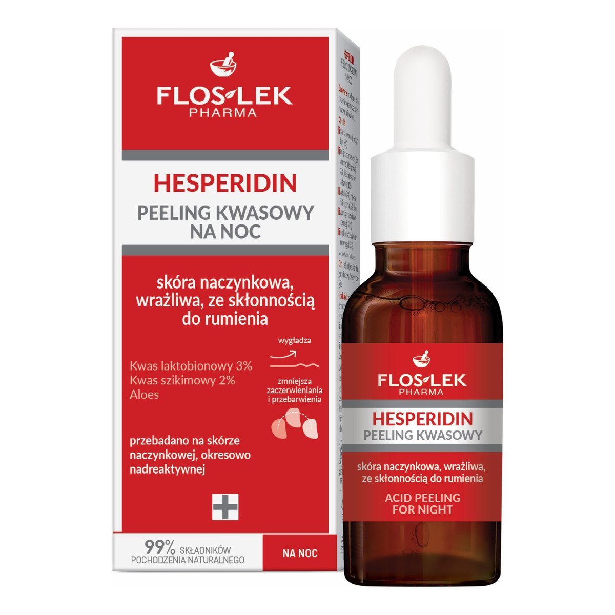 FlosLek Pharma Hesperidin peeling kwasowy na noc-skóra naczynkowa,wrażliwa ze skłonnością do rumienia 30ml
