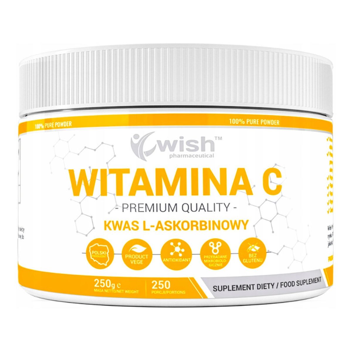 Wish Witamina C Kwas L-Askorbinowy 1000mg suplement diety 250g