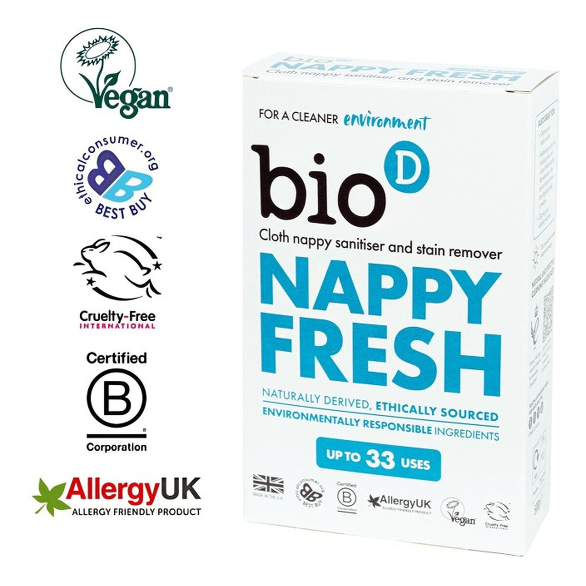 Bio-D Nappy Fresh Dodatek antybakteryjny do proszku do prania pieluch 3x500g