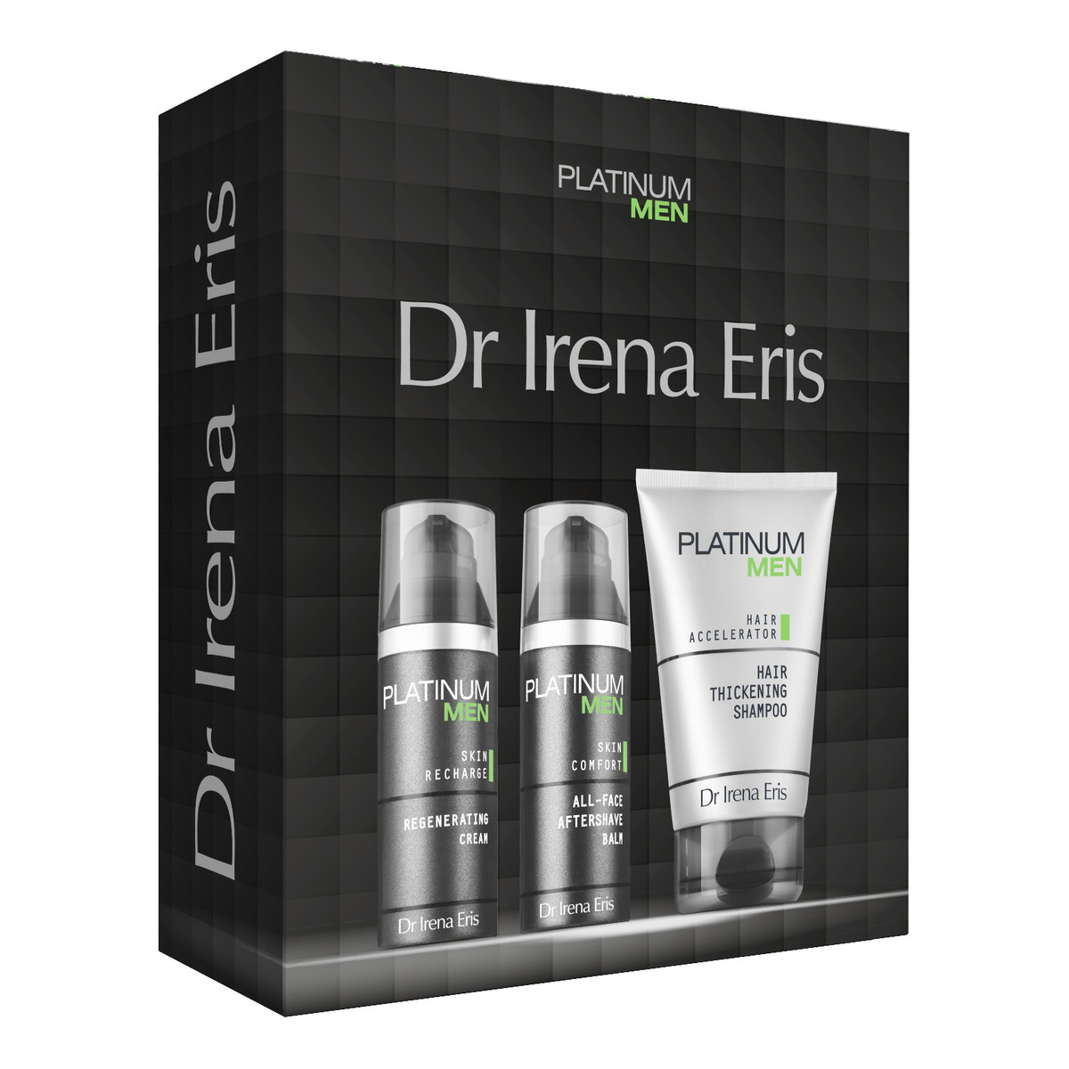 Dr Irena Eris Platinum Men Zestaw nawilżający balsam po goleniu na dzień 50ml + krem regenerujący do twarzy na dzień i noc 50ml + szampon zagęszczający włosy 125ml