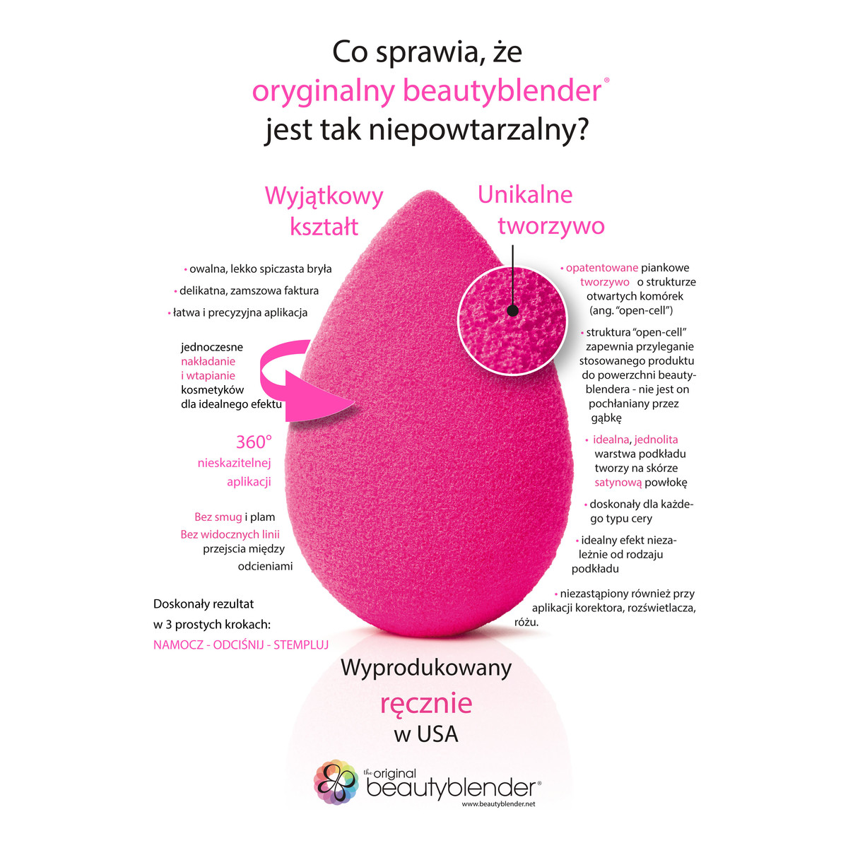 Beauty Blender beautyblender PURE Gąbka Do Nakładania Makijażu Biała